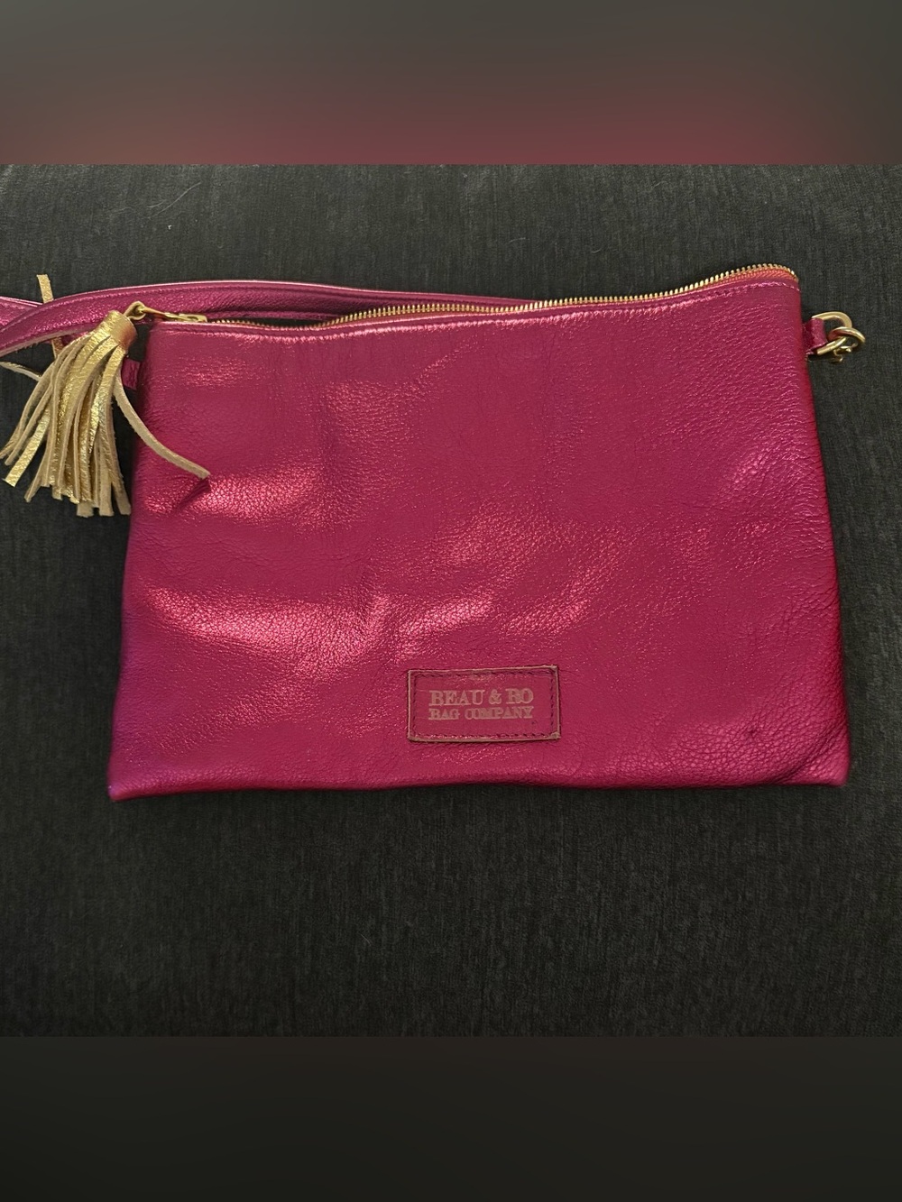 Pink Leather crossbody Clutch